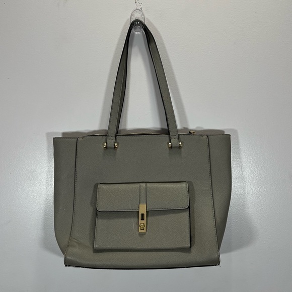 Kate Landry Grey Coated Canvas Large Shoulder Tote Bag Purse - Picture 3 of 13